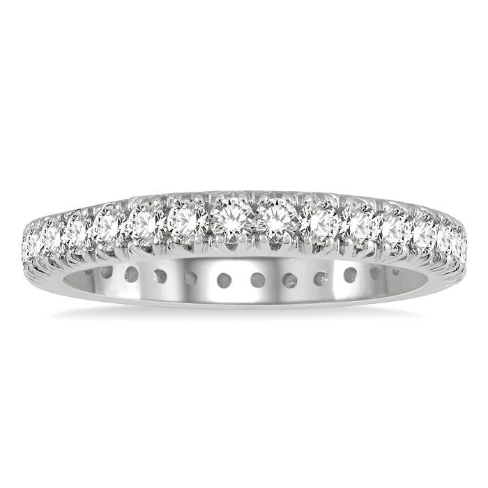 1 Ctw Round Cut Diamond Eternity Wedding Band in 14K White Gold