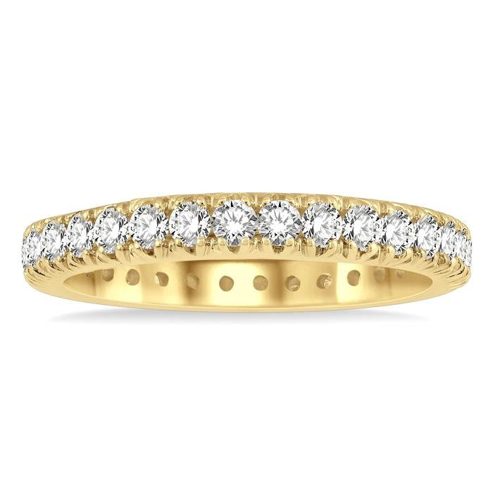 1 Ctw Round Cut Diamond Eternity Wedding Band in 14K Yellow Gold