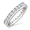 1 1/2 Ctw Channel Round Cut Diamond Eternity Wedding Band in 14K White Gold