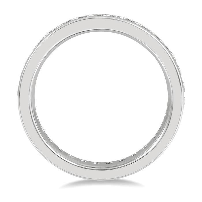1 Ctw Channel Round Cut Diamond Eternity Wedding Band in 14K White Gold
