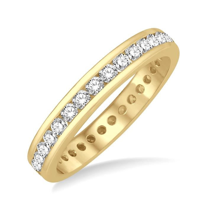 1 Ctw Channel Round Cut Diamond Eternity Wedding Band in 14K Yellow Gold