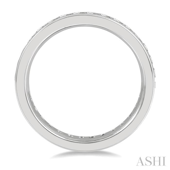 1 Ctw Channel Round Cut Diamond Eternity Wedding Band in 14K White Gold