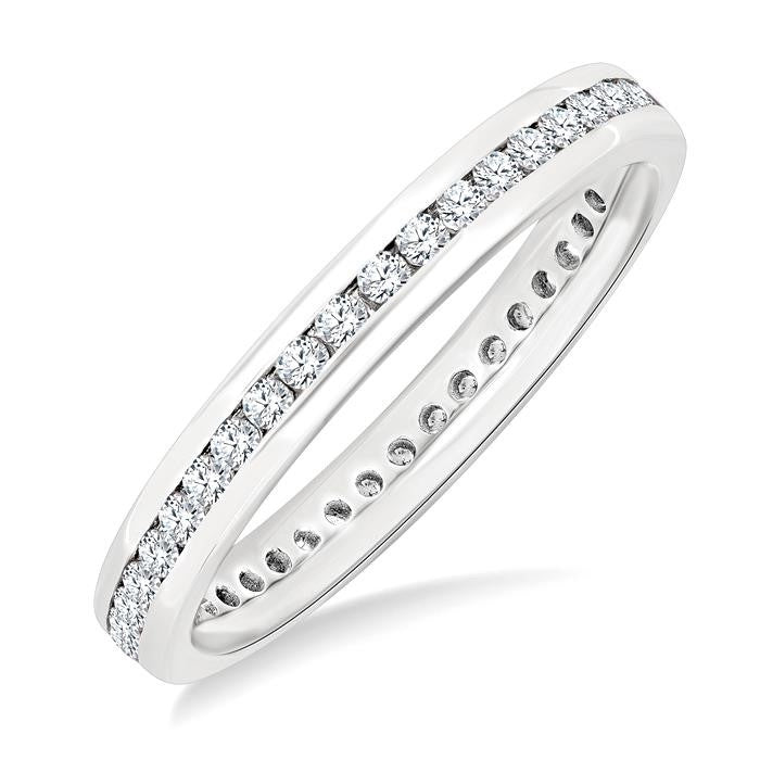 1/2 Ctw Channel Round Cut Diamond Eternity Wedding Band in 14K White Gold