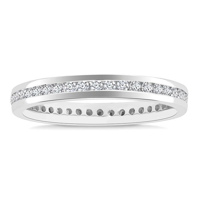 1/2 Ctw Channel Round Cut Diamond Eternity Wedding Band in 14K White Gold