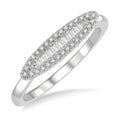 1/5 Ctw Pod Center Baguette and Round Cut Diamond Stackable Petite Fashion Ring in 10K White Gold
