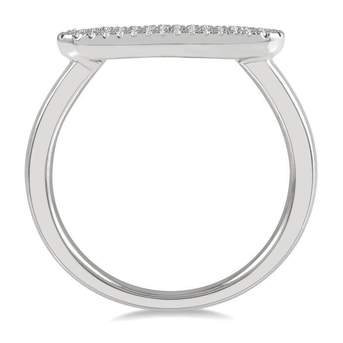 1/5 Ctw Pod Center Baguette and Round Cut Diamond Stackable Petite Fashion Ring in 10K White Gold