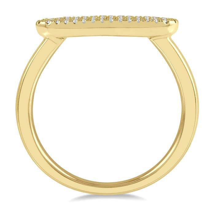 1/5 Ctw Pod Center Baguette and Round Cut Diamond Stackable Petite Fashion Ring in 10K Yellow Gold
