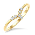 1/10 Ctw Chevron Round Cut Diamond Ring in 10K Yellow Gold