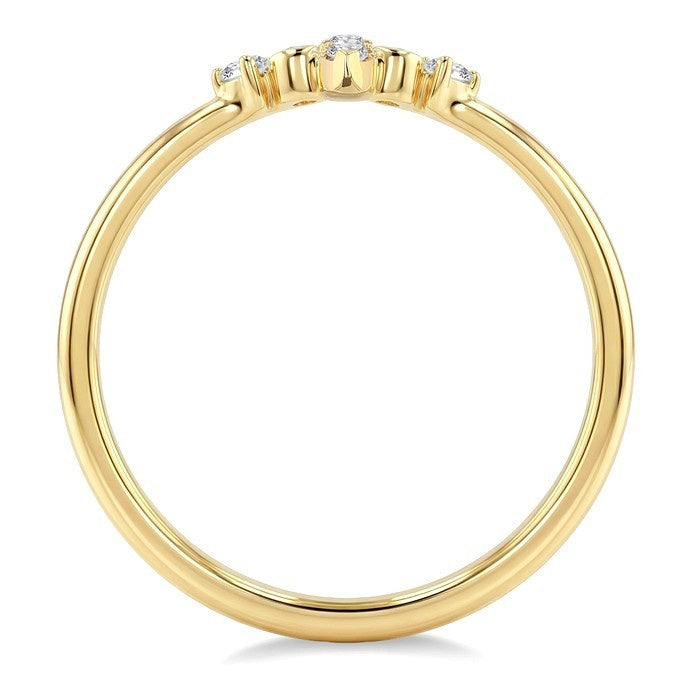 1/10 Ctw Chevron Round Cut Diamond Ring in 10K Yellow Gold