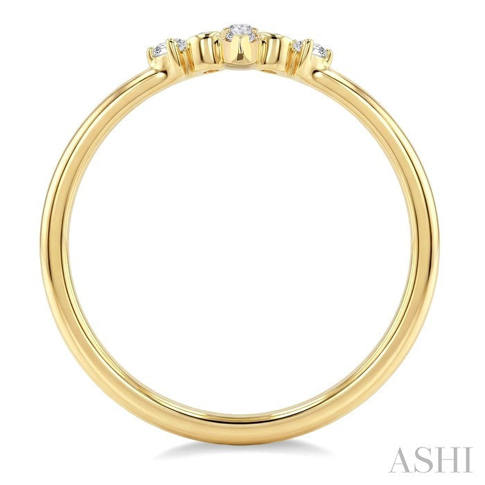 1/10 Ctw Chevron Round Cut Diamond Ring in 10K Yellow Gold