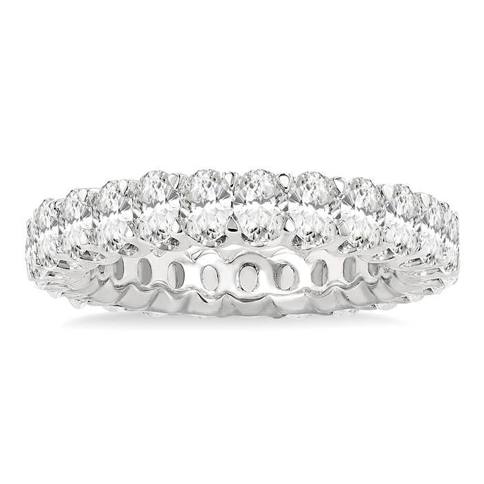 3 Ctw Eternity Oval Cut Diamond Wedding Band in 14K White Gold
