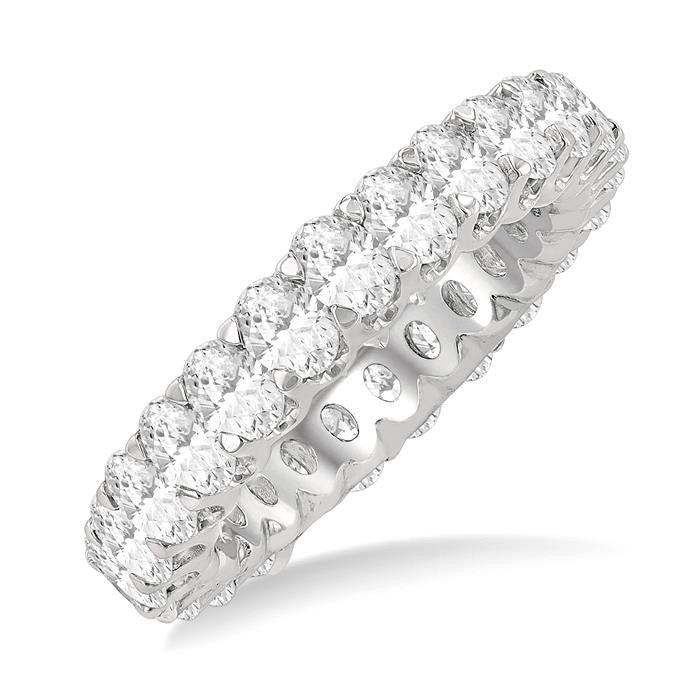 3 Ctw Eternity Oval Cut Diamond Wedding Band in 14K White Gold