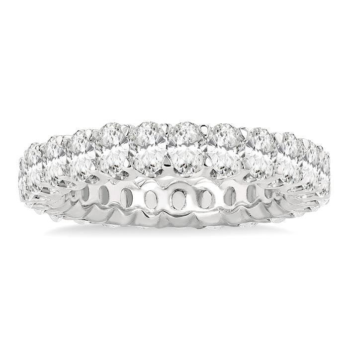3 Ctw Eternity Oval Cut Diamond Wedding Band in 14K White Gold