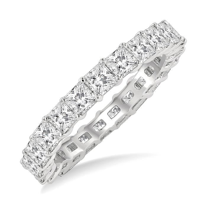 3 Ctw Eternity Princess Cut Diamond Wedding Band in 14K White Gold