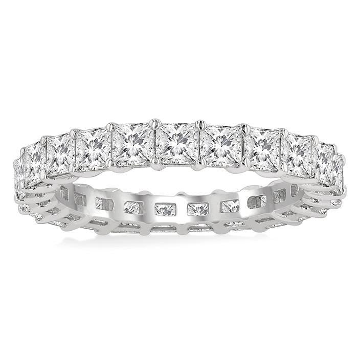 3 Ctw Eternity Princess Cut Diamond Wedding Band in 14K White Gold