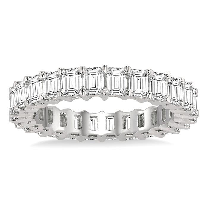 Emerald Shape Eternity Diamond Wedding Band