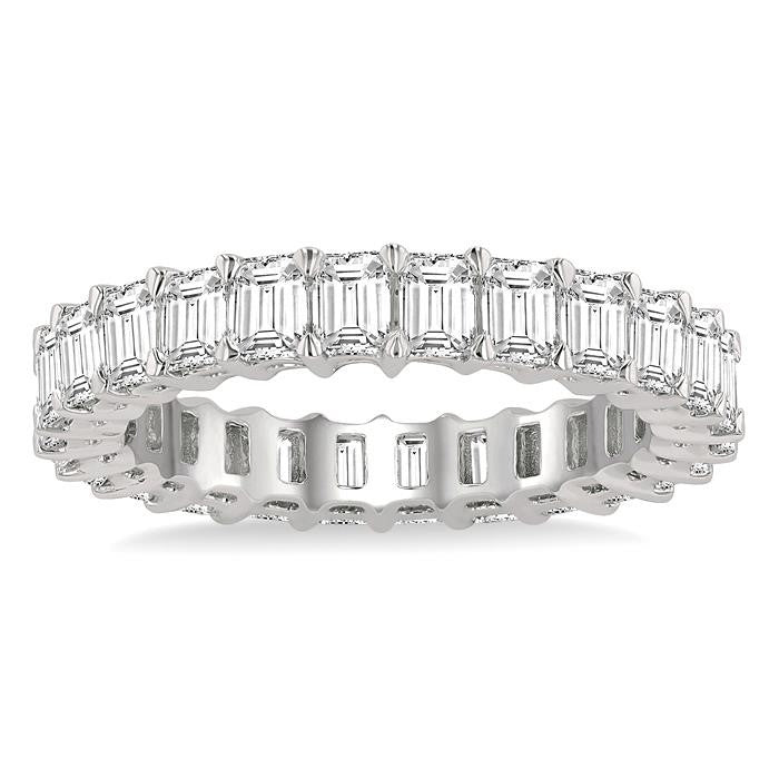 3 Ctw Eternity Emerald Cut Diamond Wedding Band in 14K White Gold