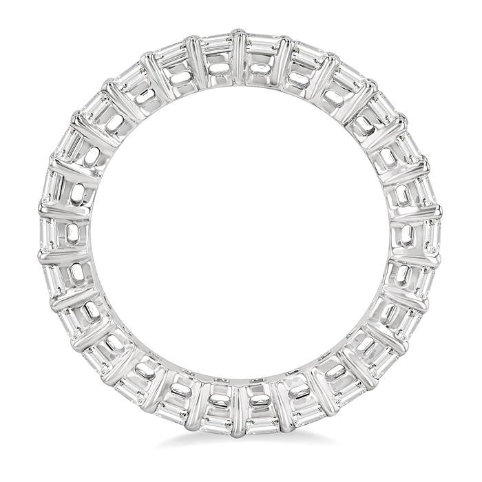 3 Ctw Eternity Emerald Cut Diamond Wedding Band in 14K White Gold
