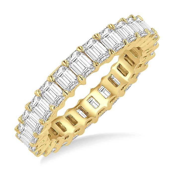 3 Ctw Eternity Emerald Cut Diamond Wedding Band in 14K Yellow Gold