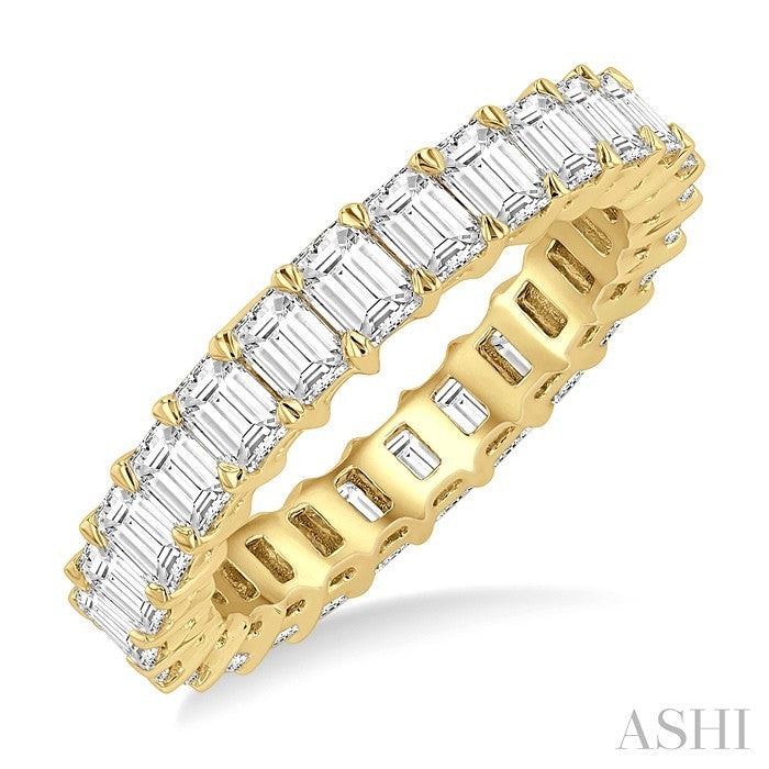 3 Ctw Eternity Emerald Cut Diamond Wedding Band in 14K Yellow Gold