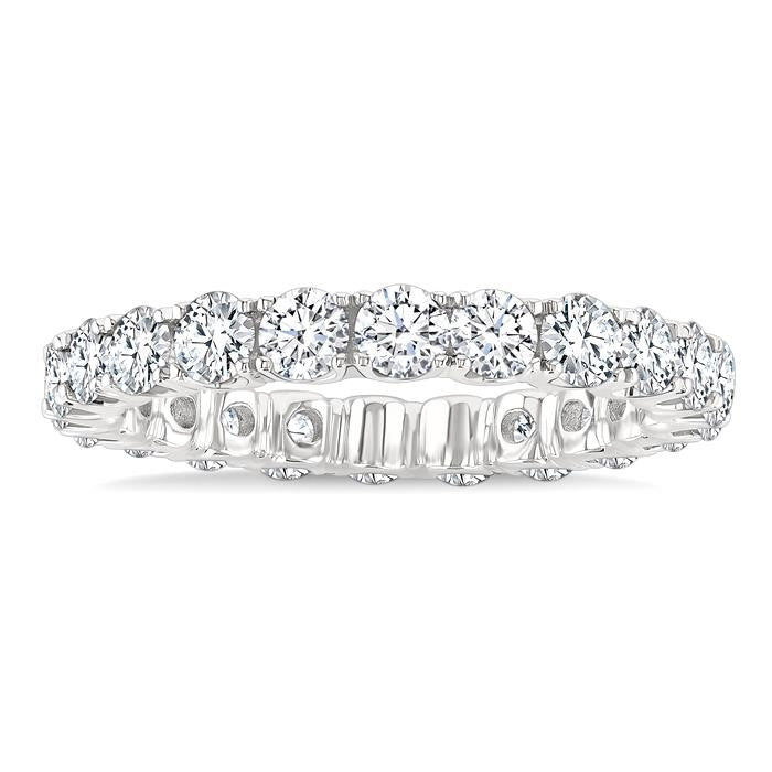 2 Ctw Round Cut Diamond Eternity Wedding Band in 14K White Gold