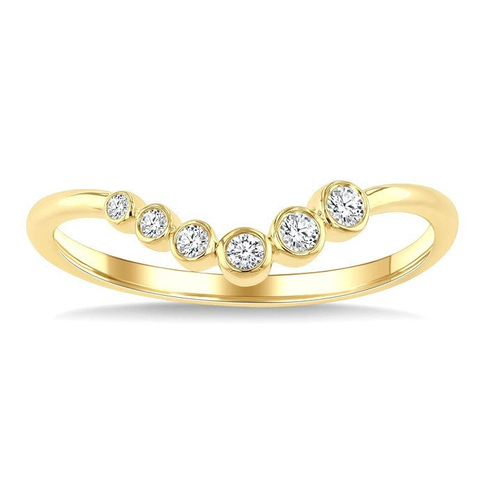 1/10 Ctw Graduated Wave Round Cut Diamond Fashion Ring in 10K Yellow Gold