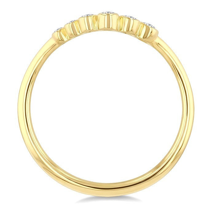 1/10 Ctw Graduated Wave Round Cut Diamond Fashion Ring in 10K Yellow Gold