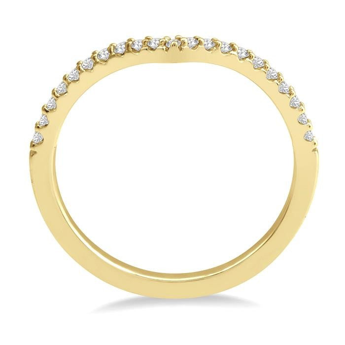 1/6 Ctw Curve V-Drop Round Cut Diamond Ladies Ring in 14K Yellow Gold