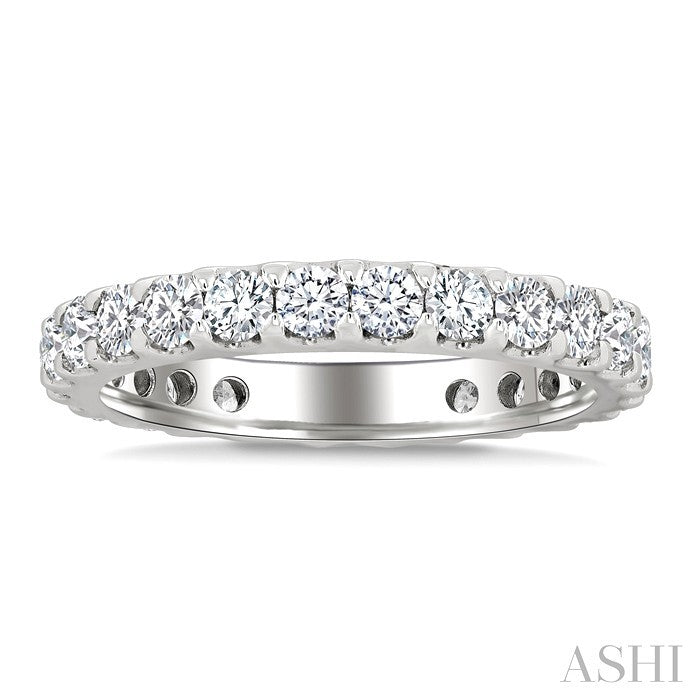 1 1/2 Ctw Round Cut Diamond Eternity Wedding Band in 14K White Gold