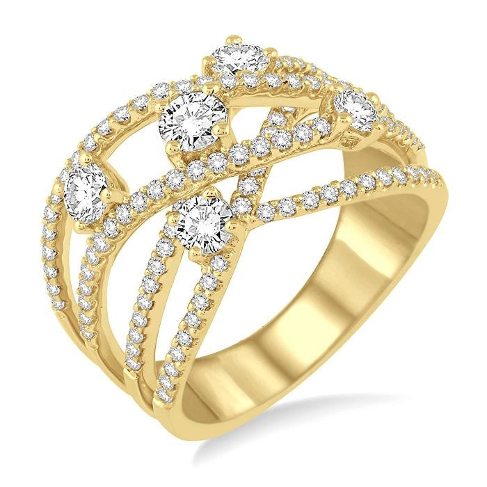 1 Ctw Round Cut Diamond Fashion Ring in 14K Yellow Gold