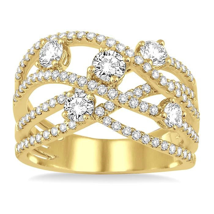 1 Ctw Round Cut Diamond Fashion Ring in 14K Yellow Gold