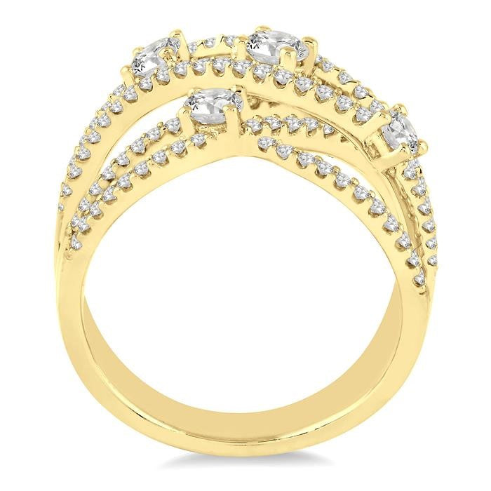 1 Ctw Round Cut Diamond Fashion Ring in 14K Yellow Gold