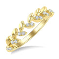 1/8 Ctw Round Cut Diamond Leaf Stackable Fashion Band in 10K Yellow Gold