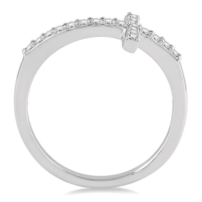 1/5 Ctw Round Cut Diamond Cross Ring in 10K White Gold