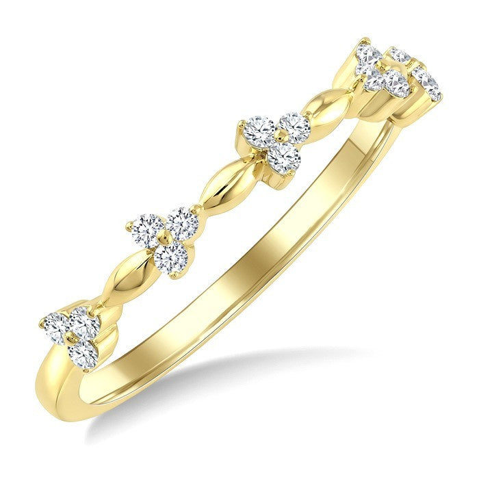 1/6 Ctw Round Cut Diamond Stackable Blossom Band in 10K Yellow Gold