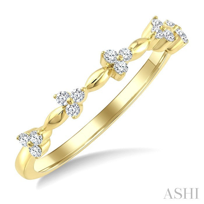 1/6 Ctw Round Cut Diamond Stackable Blossom Band in 10K Yellow Gold