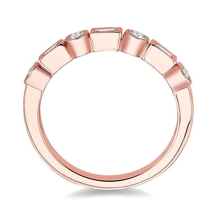 3/8 Ctw Round and Baguette Diamond Wedding Band in 14K Rose Gold