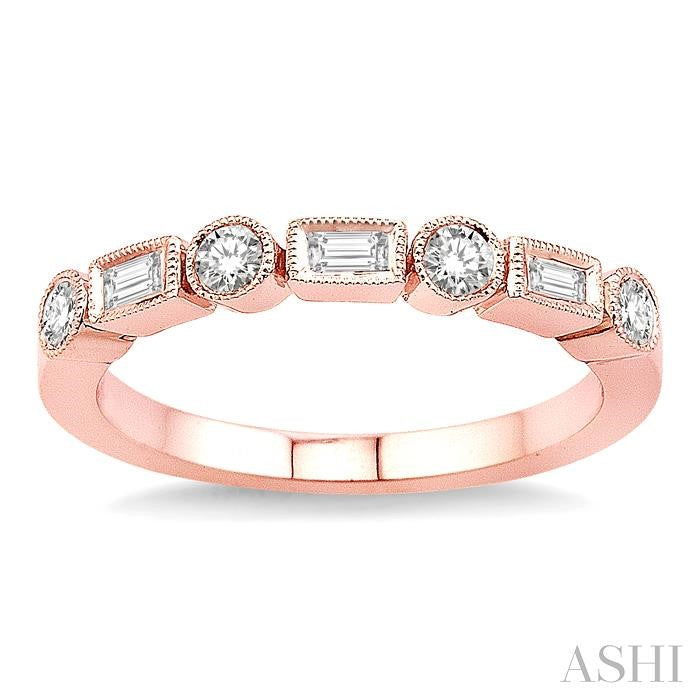 3/8 Ctw Round and Baguette Diamond Wedding Band in 14K Rose Gold