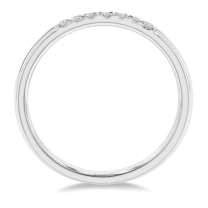 1/10 Ctw Straight Row Center Round Cut Diamond Stackable Fashion Petite Band in 10K White Gold