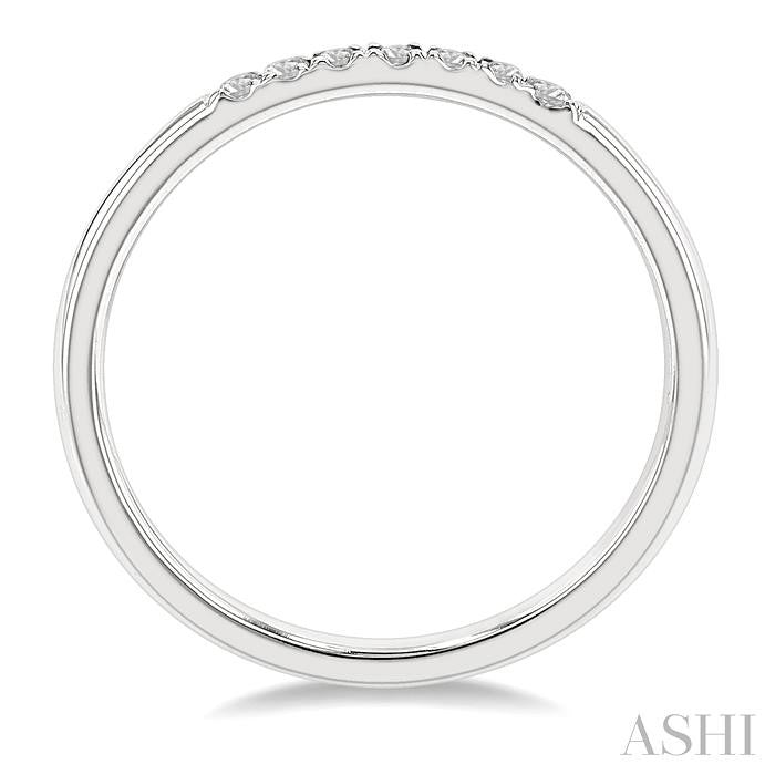 1/10 Ctw Straight Row Center Round Cut Diamond Stackable Fashion Petite Band in 10K White Gold