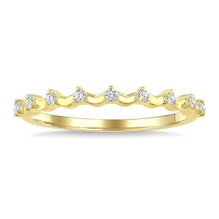 1/10 Ctw Round Cut Diamond Stackable Band in 10K Yellow Gold