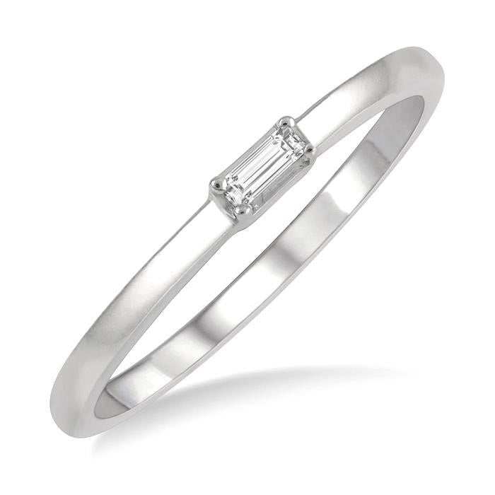 1/20 Ctw Baguette Diamond Stackable Petite Fashion Ring in 10K White Gold