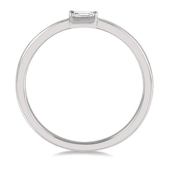 1/20 Ctw Baguette Diamond Stackable Petite Fashion Ring in 10K White Gold
