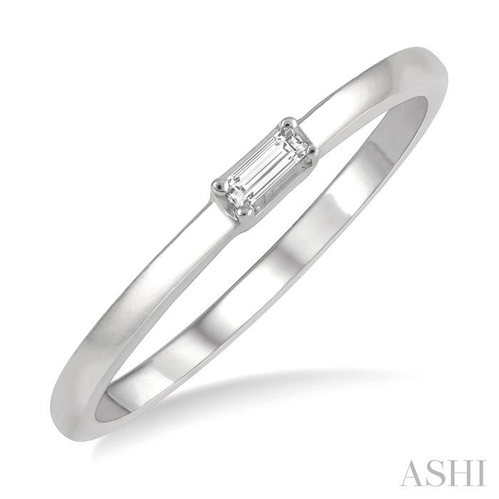 1/20 Ctw Baguette Diamond Stackable Petite Fashion Ring in 10K White Gold