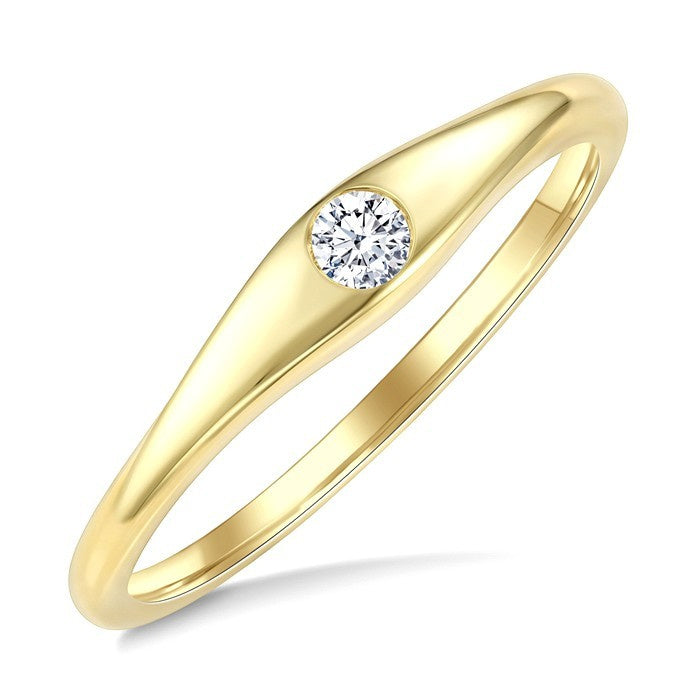 1/10 Ctw Round Cut Diamond Solitaire Ring in 10K Yellow Gold