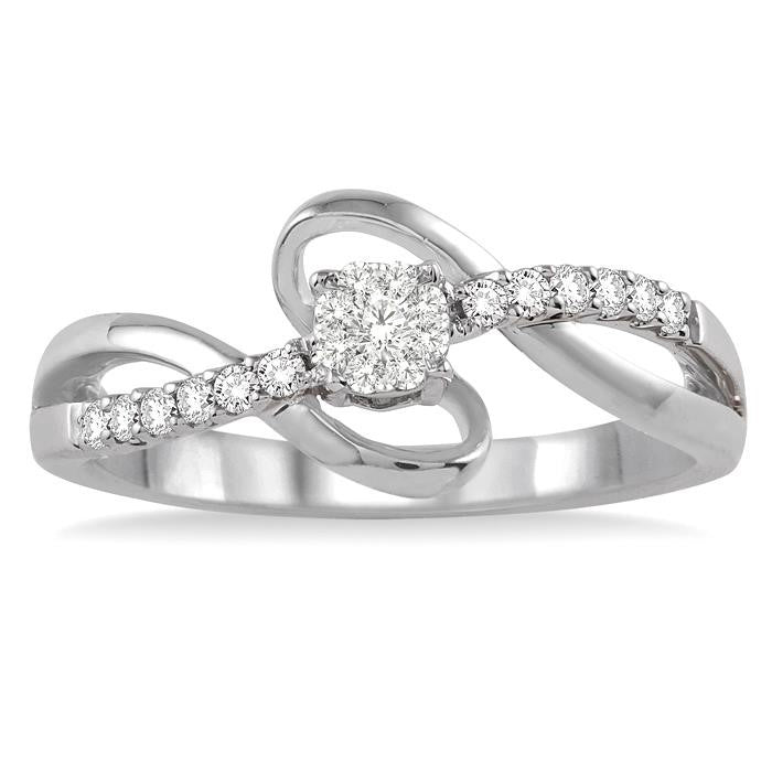 1/5 Ctw Shine Bright Round Cut Diamond Ring in 14K White Gold