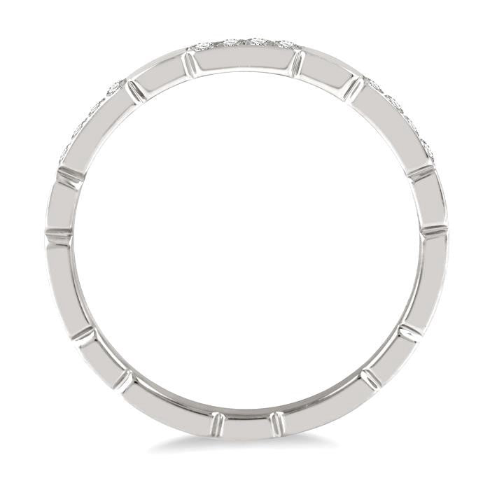 1/10 Ctw Round Cut Diamond Block Stackable Band in 14K White Gold