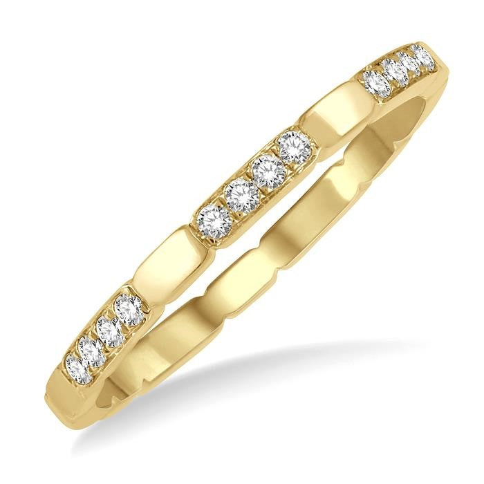 1/10 Ctw Round Cut Diamond Block Stackable Band in 14K Yellow Gold