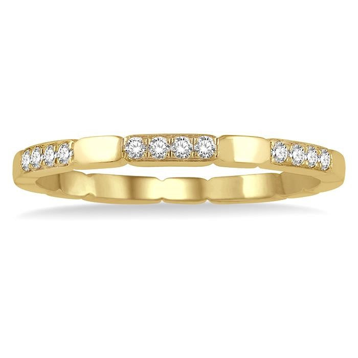 1/10 Ctw Round Cut Diamond Block Stackable Band in 14K Yellow Gold