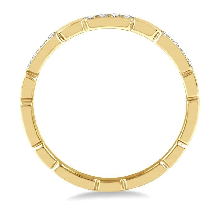 1/10 Ctw Round Cut Diamond Block Stackable Band in 14K Yellow Gold